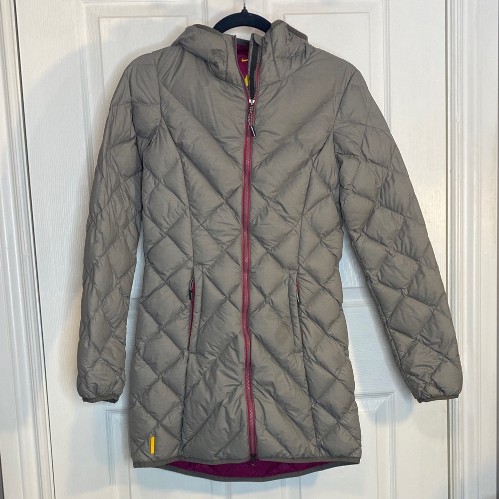 Lolë Grey Long Down Puffer Hooded Coat XS - Picture 6 of 13